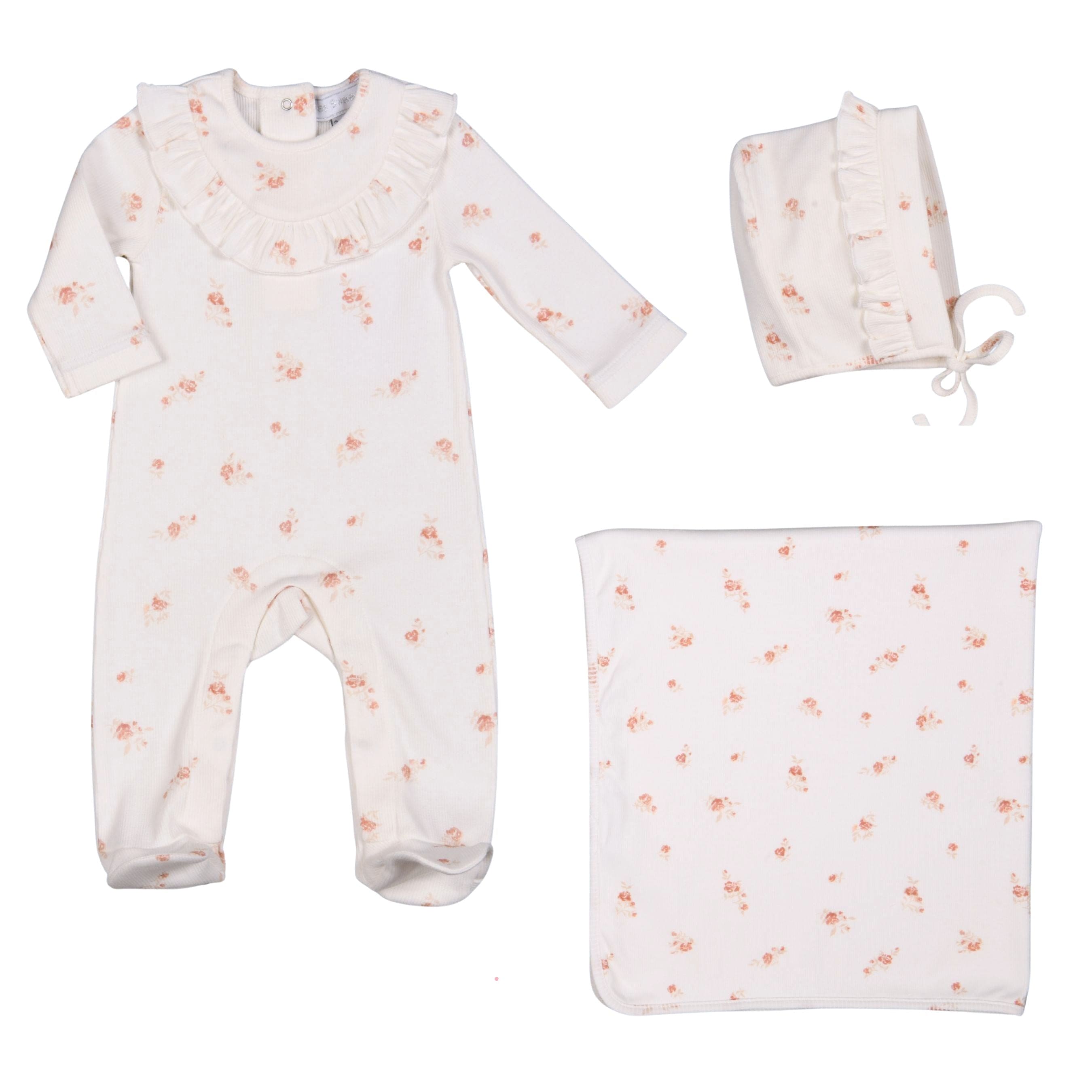 Syrine | Girls Ivory Cotton Ditzy Rose Print Babysuit Set