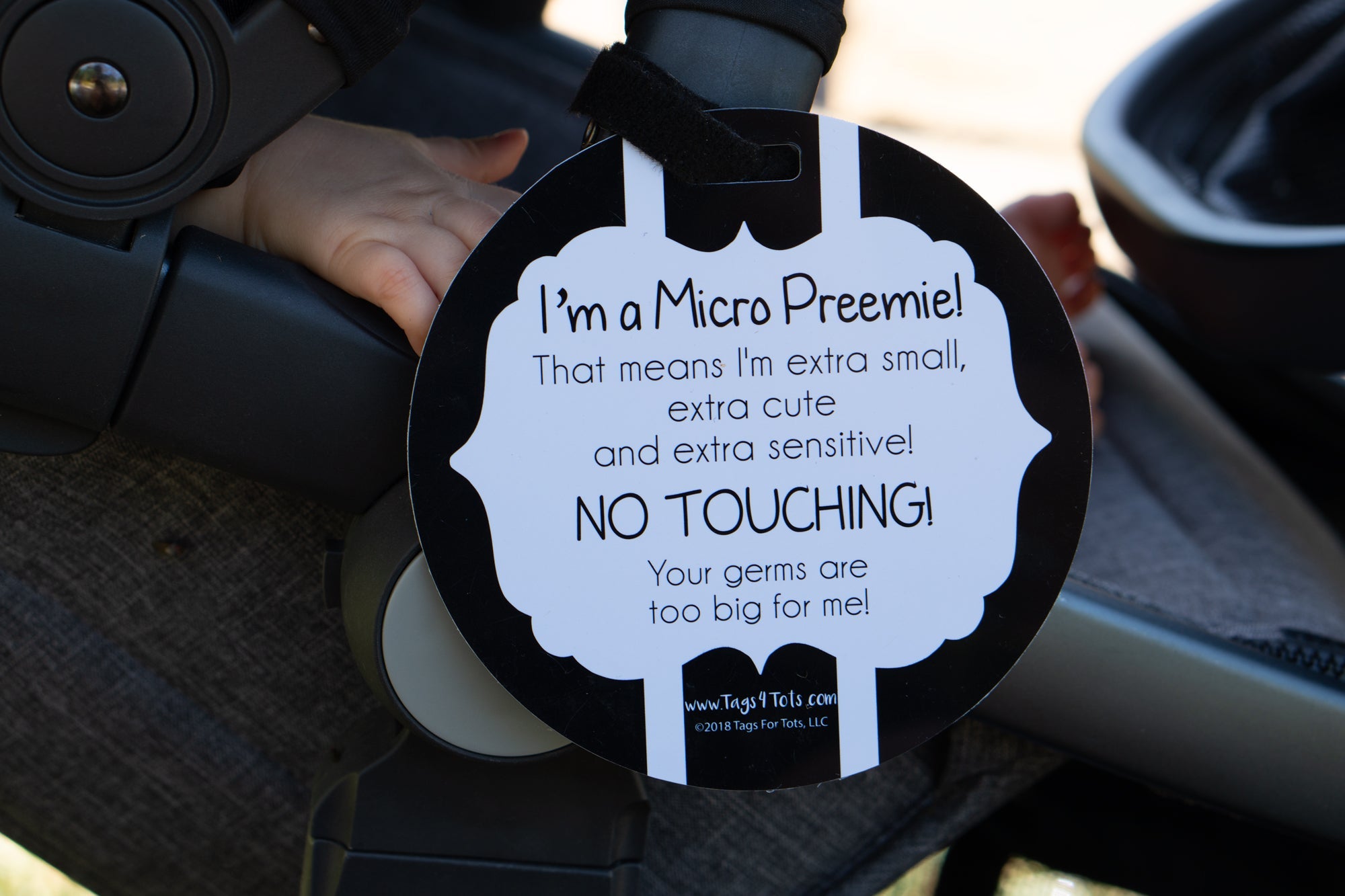 Micro Preemie No Touching Car Seat Sign Tag