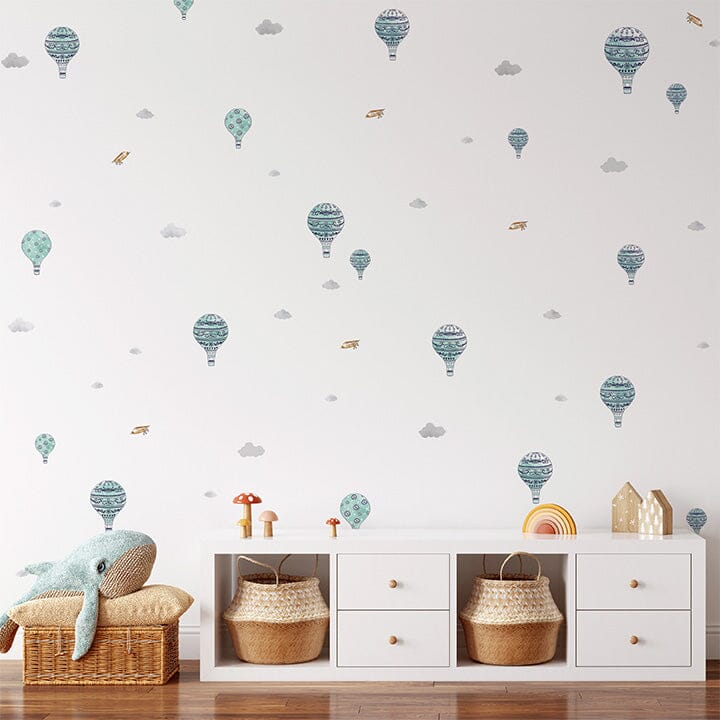 Teal Hot Air Balloon Wall Decals
