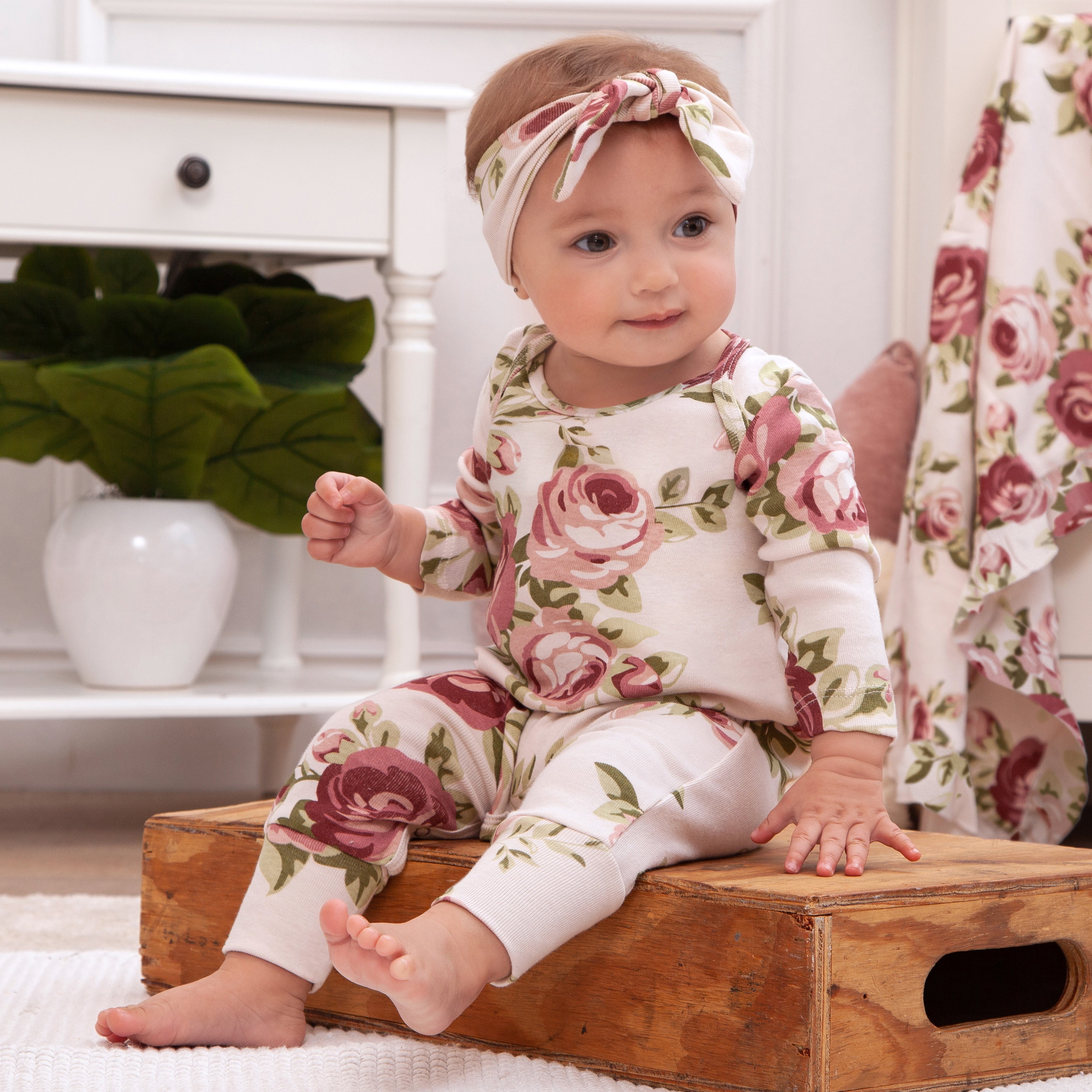 Cabbage Rose Girl's Romper