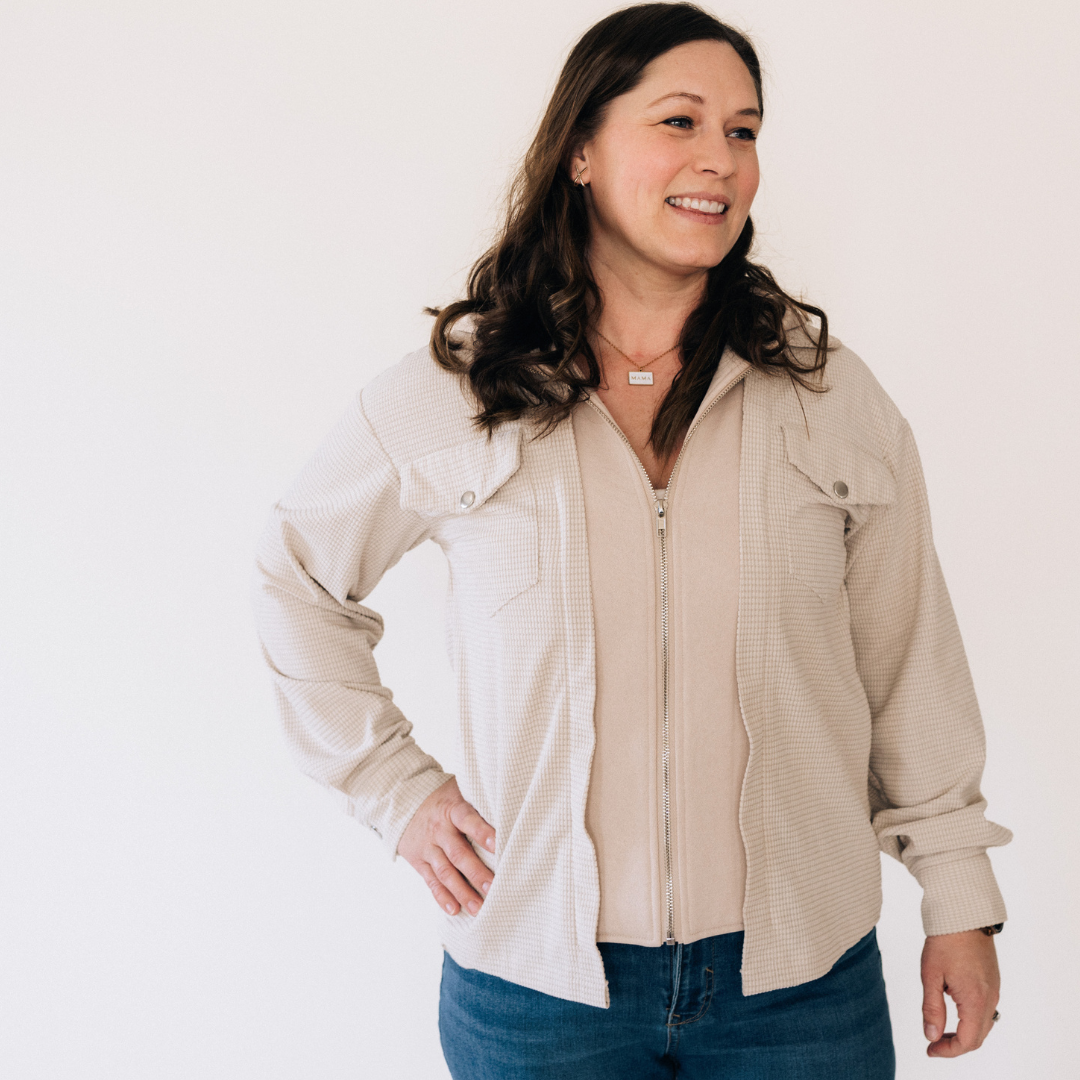 Textured Khaki Jacket - Women