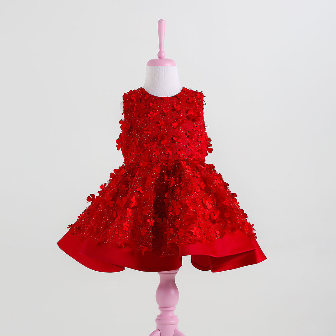 Fiona Red Party Dress - Sleeveless