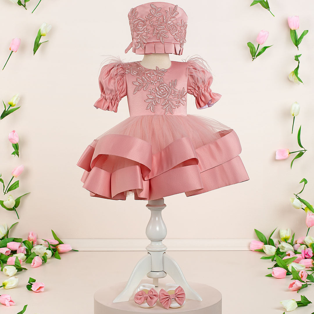 Linda Pink Baby Dress Set