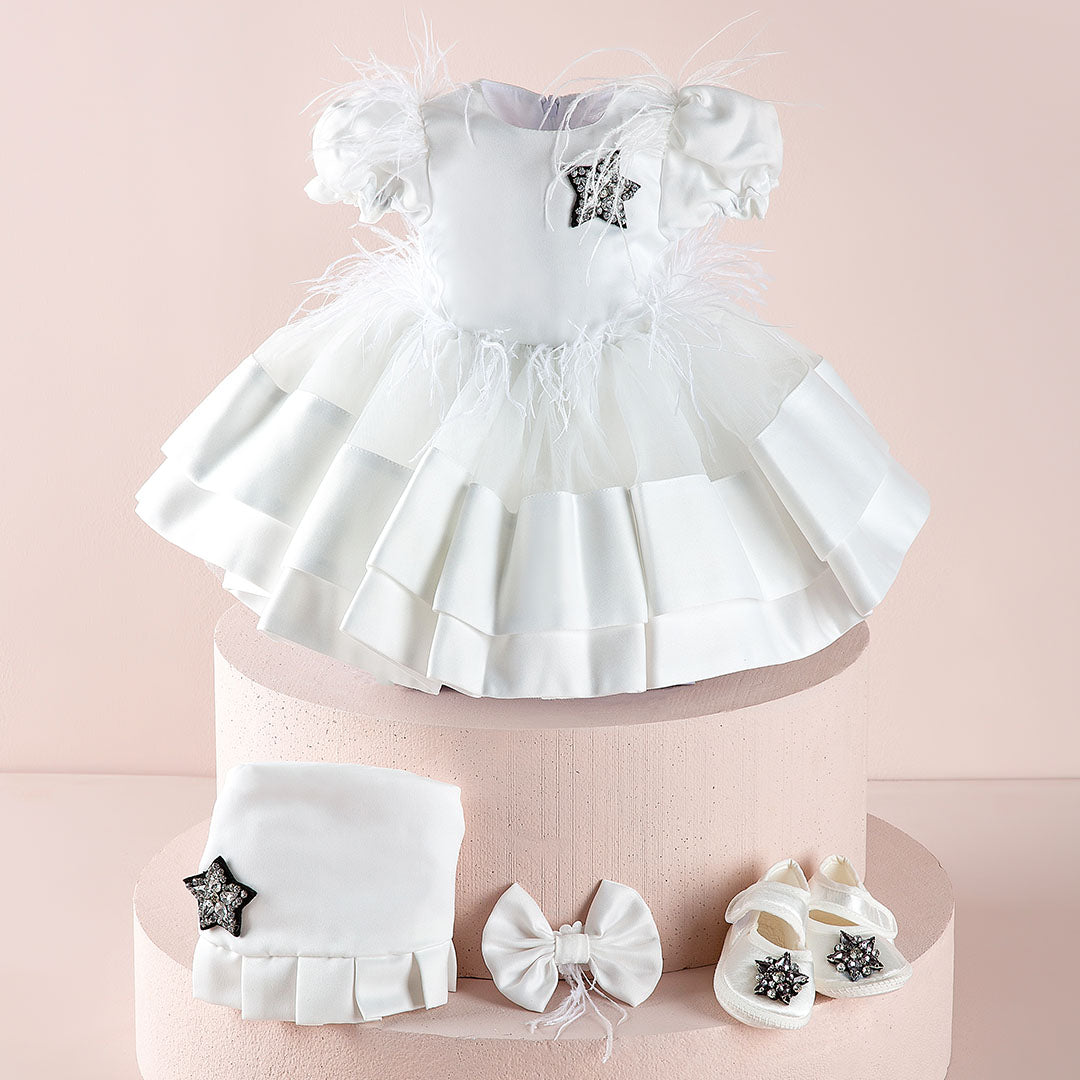 Star White Baby Dress Set