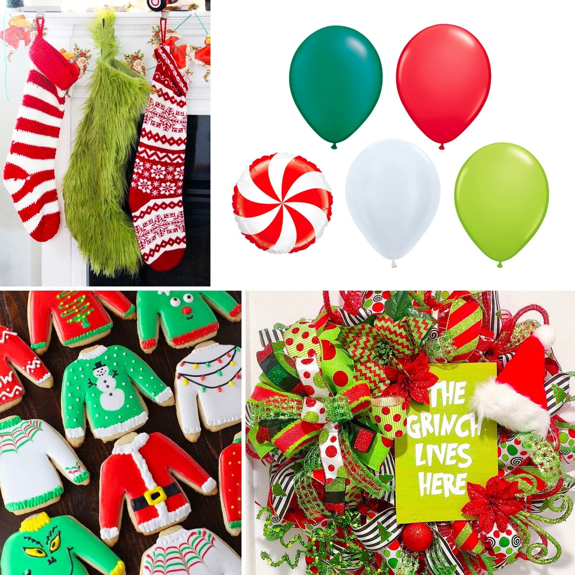 Grinch Christmas Balloon Garland Kit – Red & Green