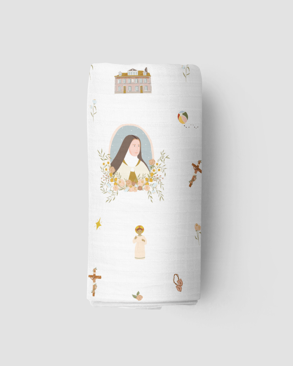 St. Therese Of Lisieux Muslin Swaddle Baby Blanket