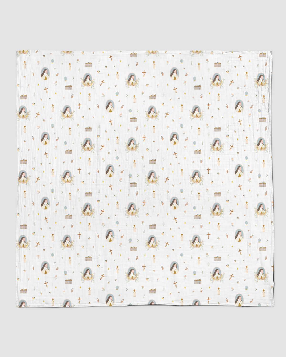 St. Therese Of Lisieux Muslin Swaddle Baby Blanket