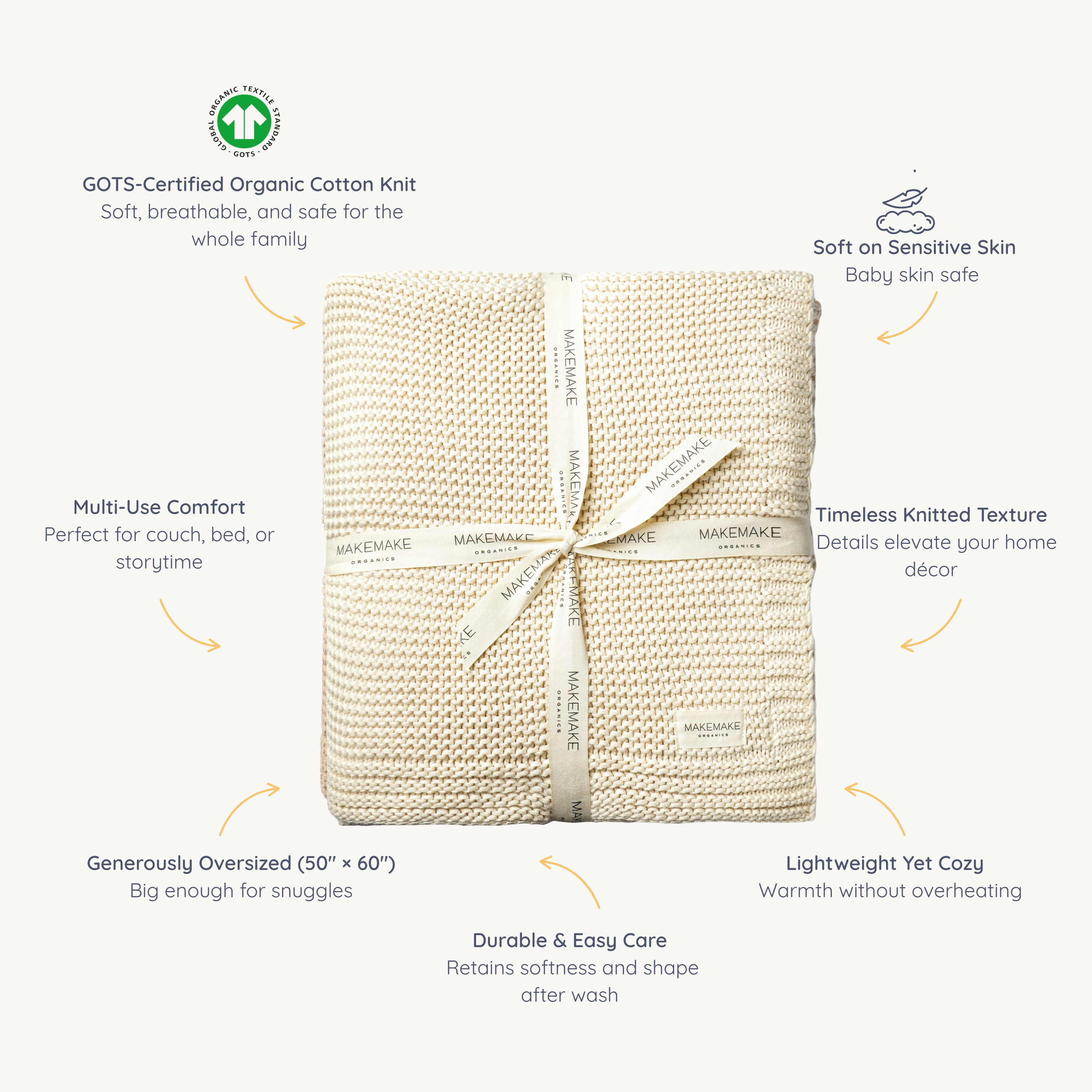 Organic Knit Throw Blanket - Vanilla