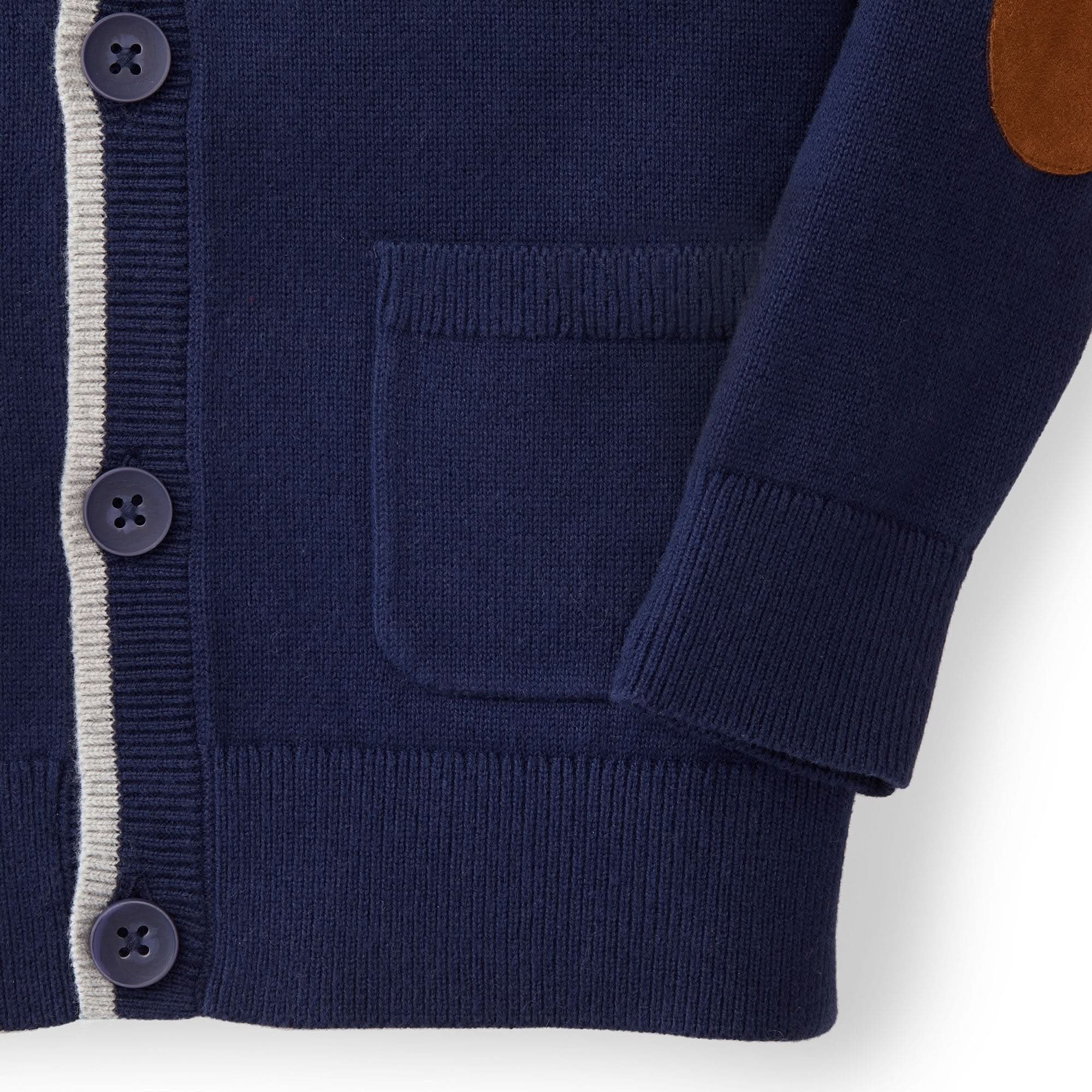 Tipped Organic Cardigan With Elbow Patches - Baby