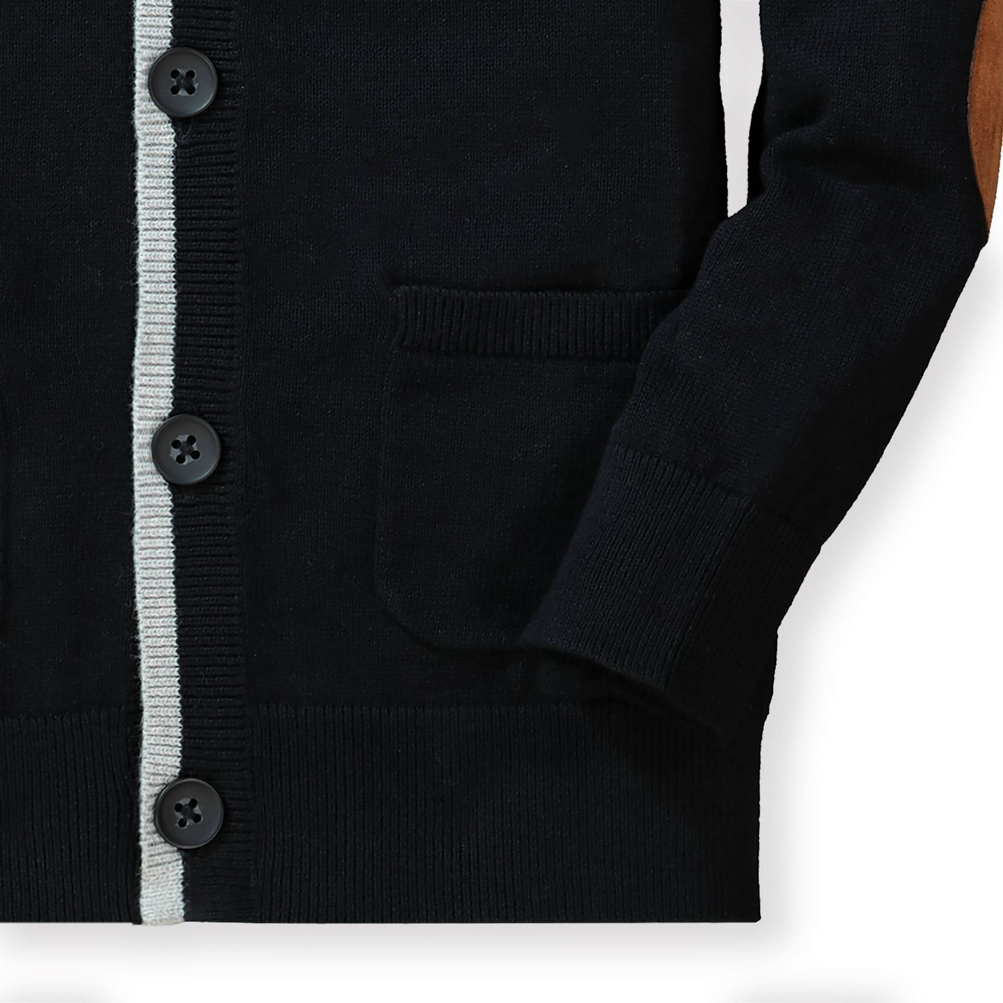 Tipped Cardigan With Elbow Patches
