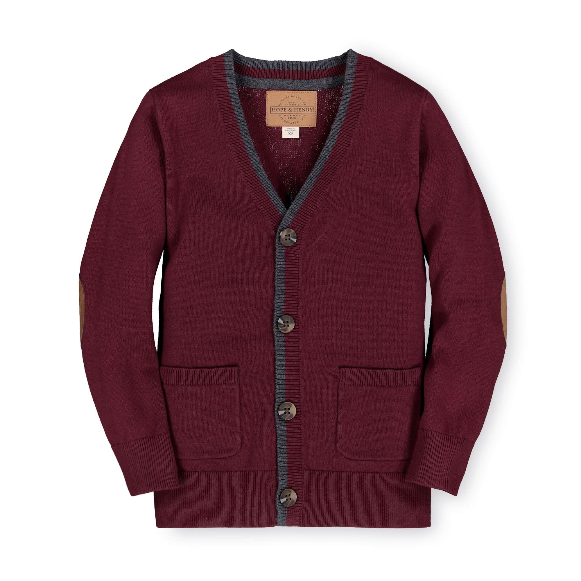 Tipped Cardigan With Elbow Patches