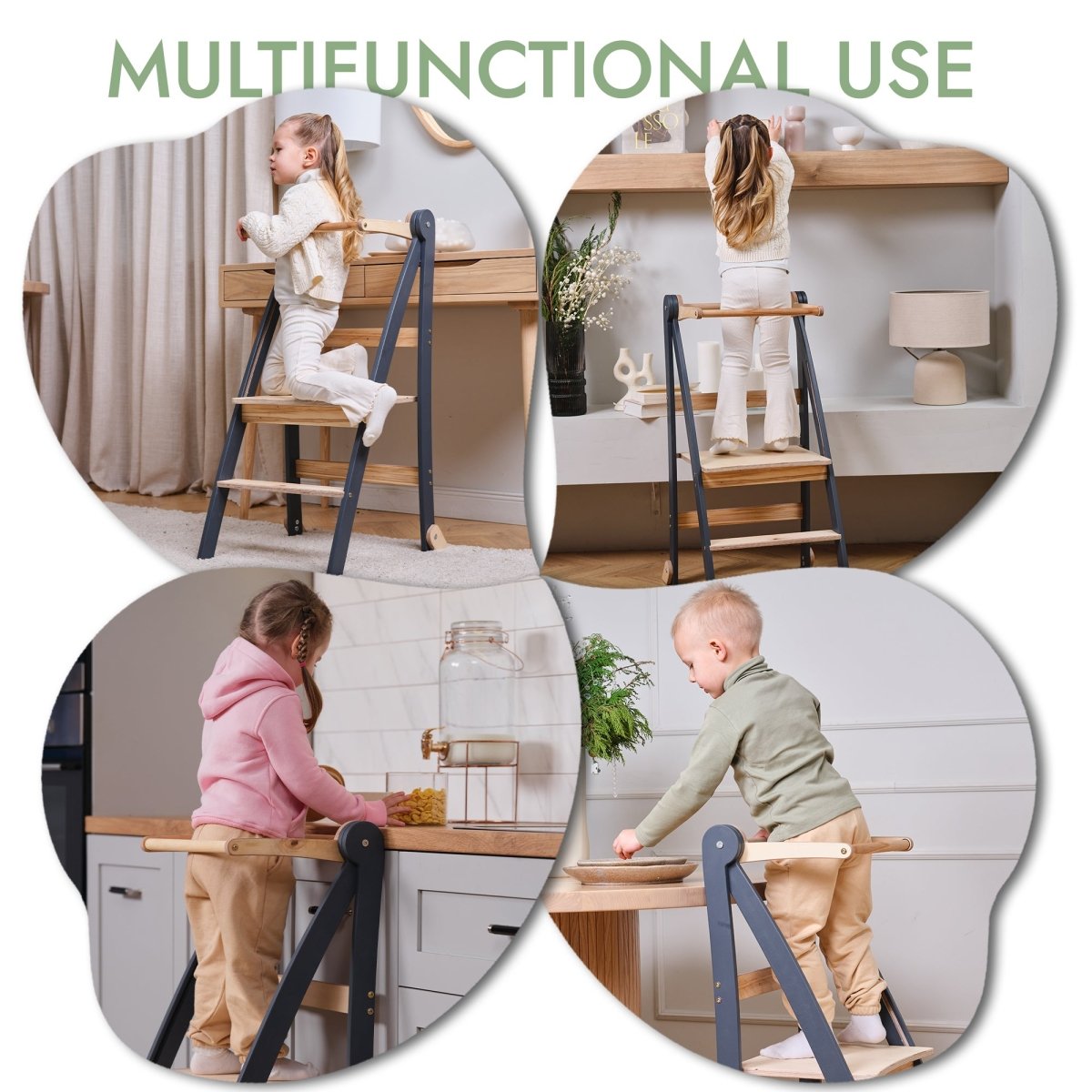 Toddler Learning Tower: Step Stool For Kids - Graphite