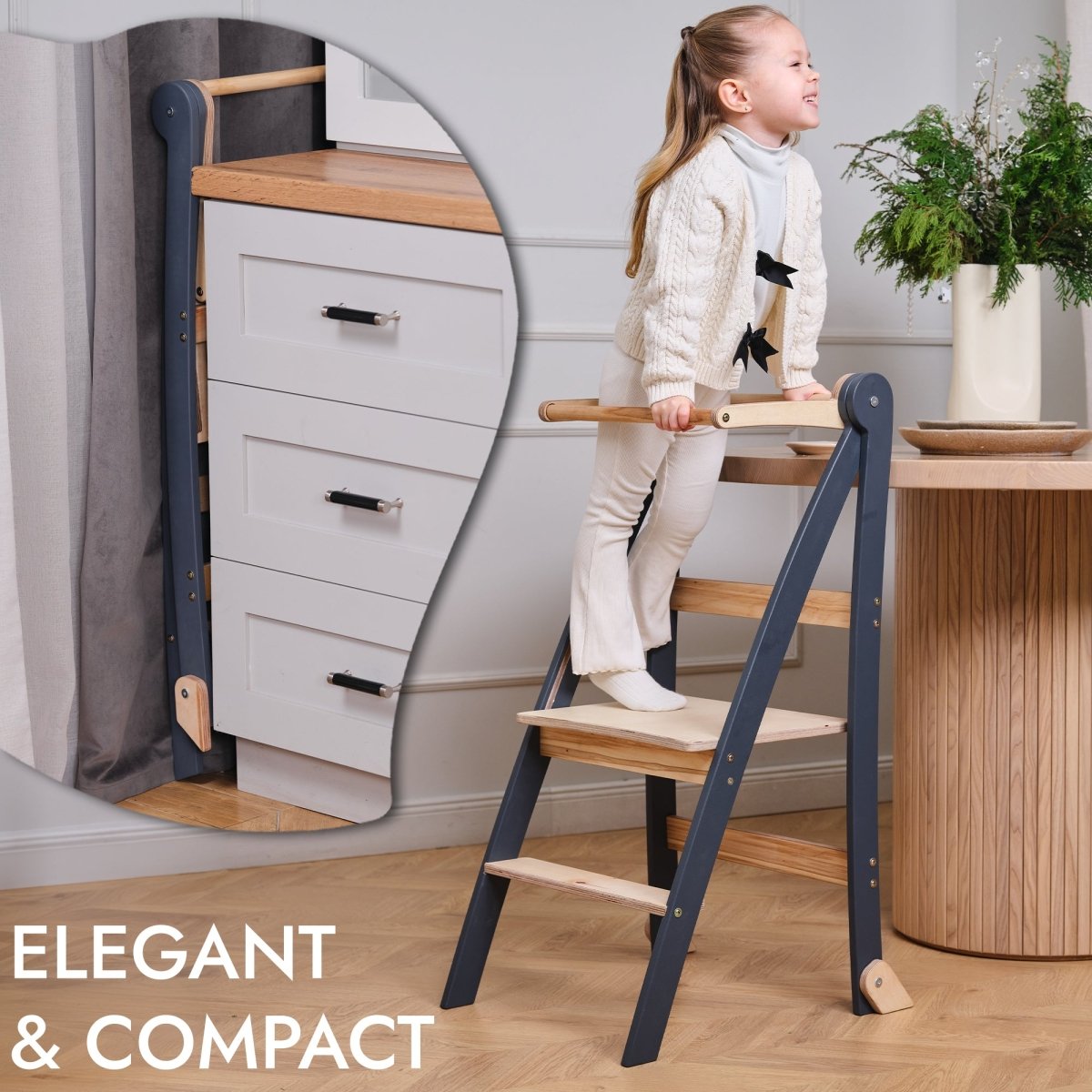 Toddler Learning Tower: Step Stool For Kids - Graphite