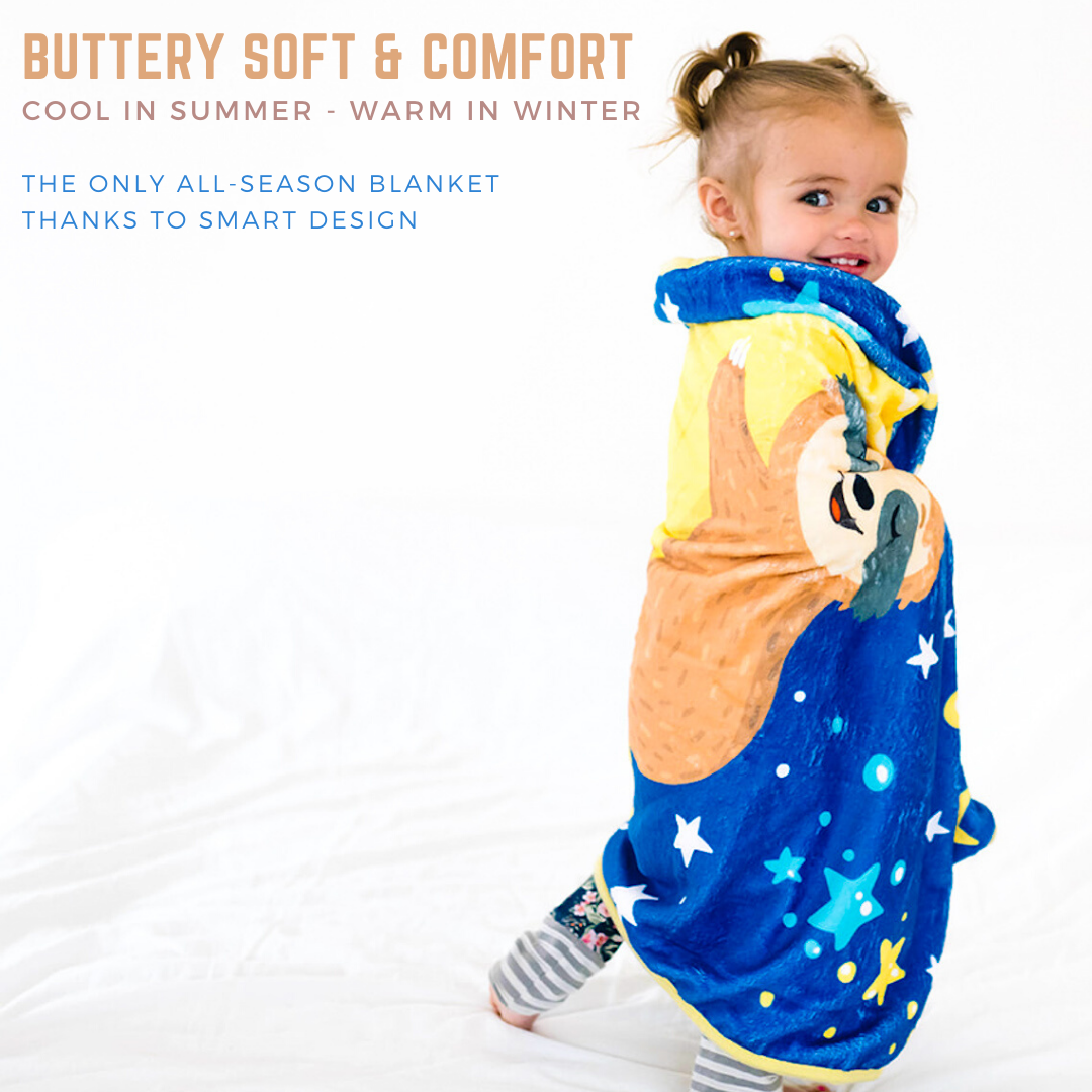 Bamboo Viscose Minky Sloth Blanket - Double Layers - I Love You To The Moon And Back
