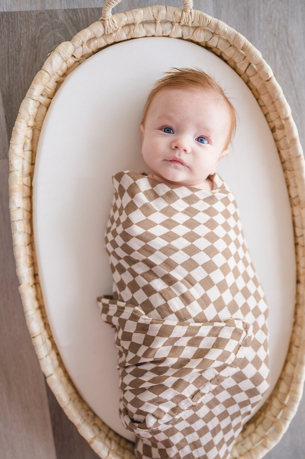 Muslin Swaddle Blanket - Toffee Checkered