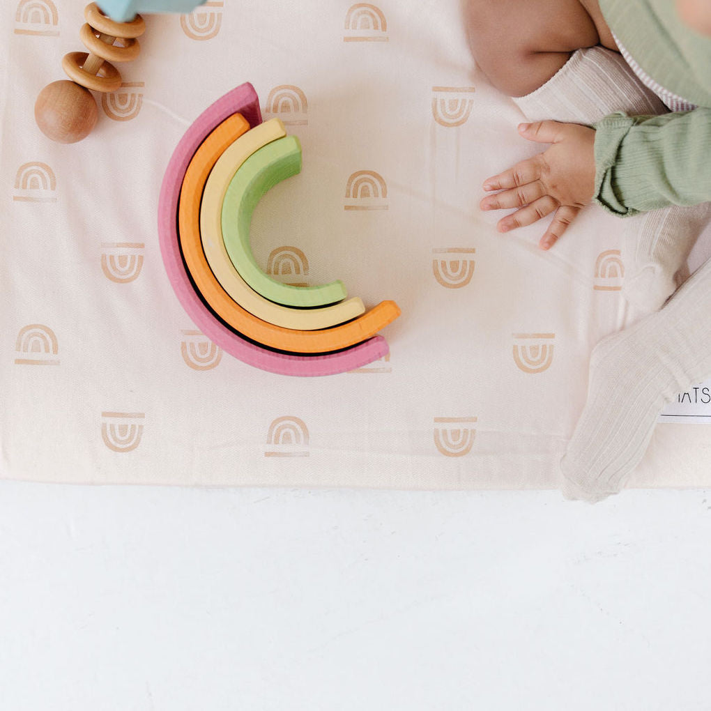 Rainbow Stamp In Cream Organic Cotton Mat