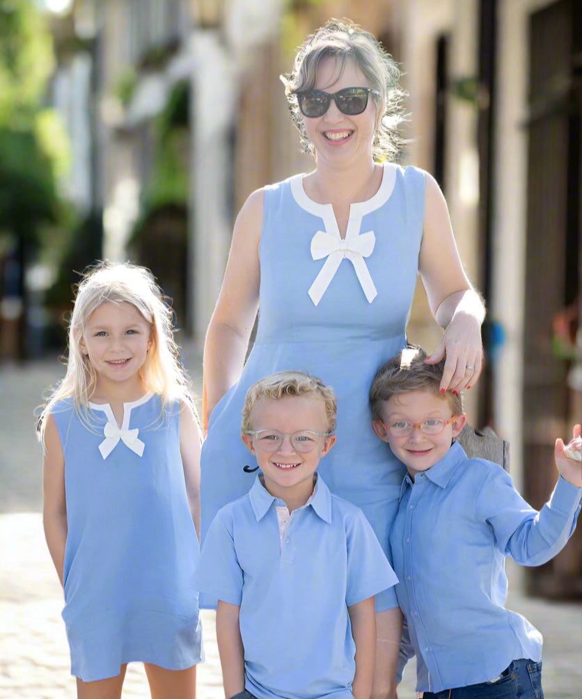 Blue Linen Shift Dress