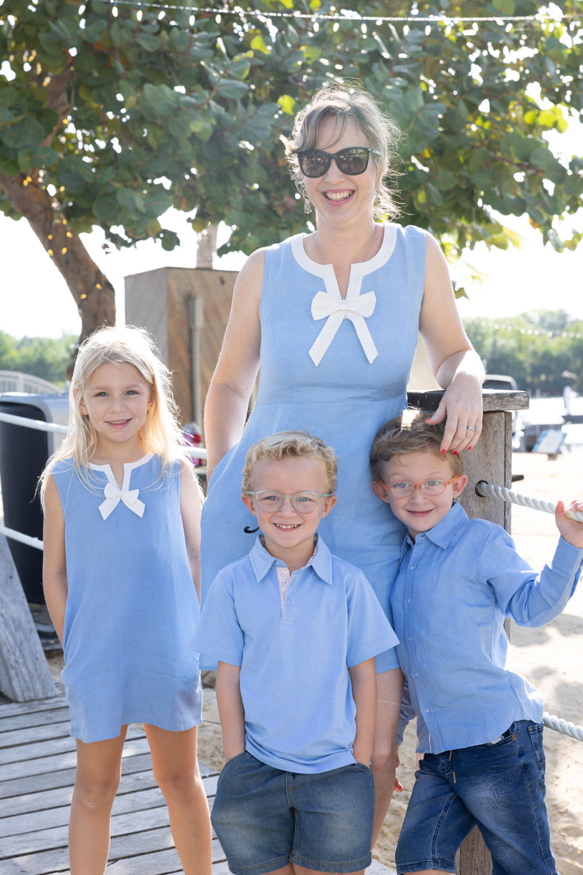 Blue Linen Shirt In Long Sleeves