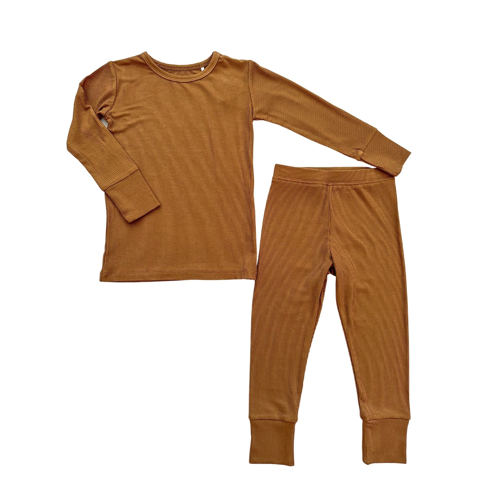 Two-piece Pajama Set - Caramel Ribbed