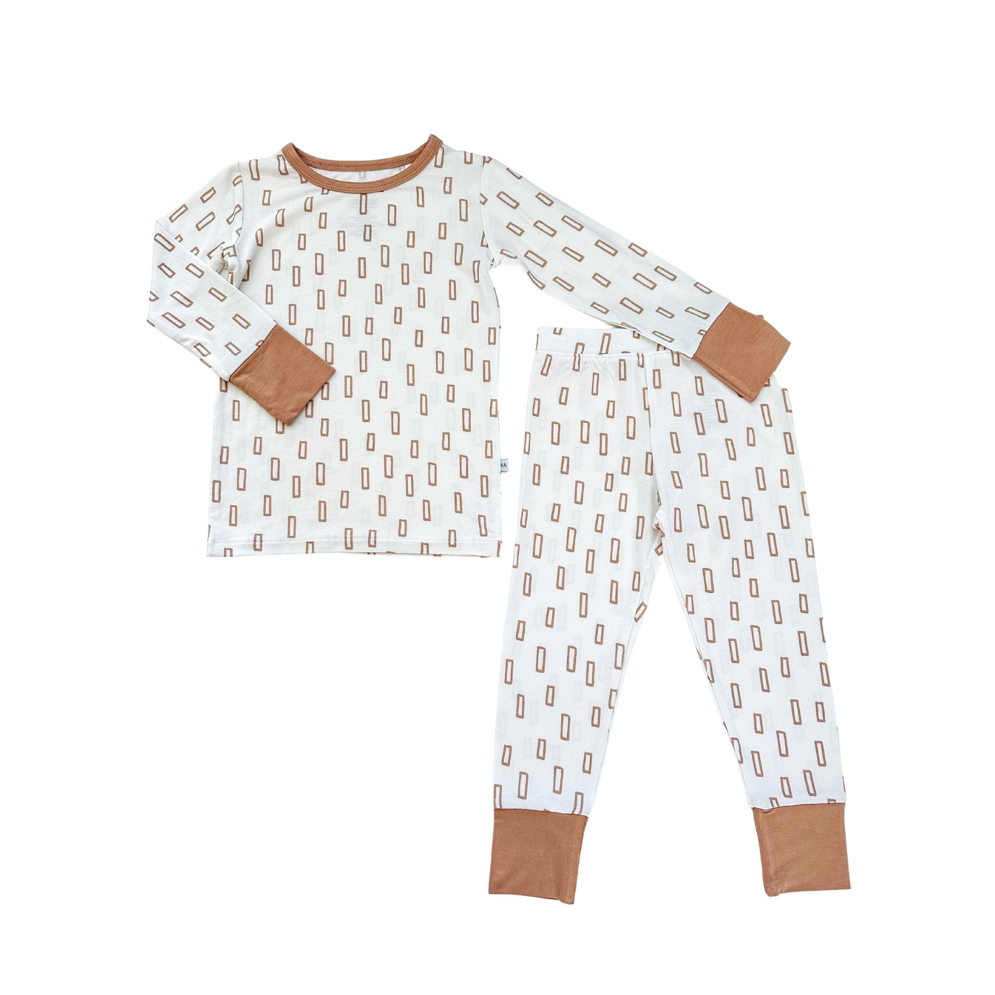 Two-piece Pajama Set - Neutral Rectangles