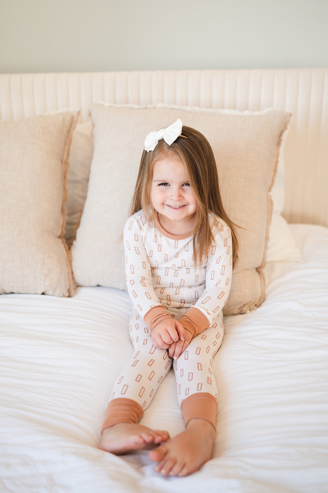 Two-piece Pajama Set - Neutral Rectangles