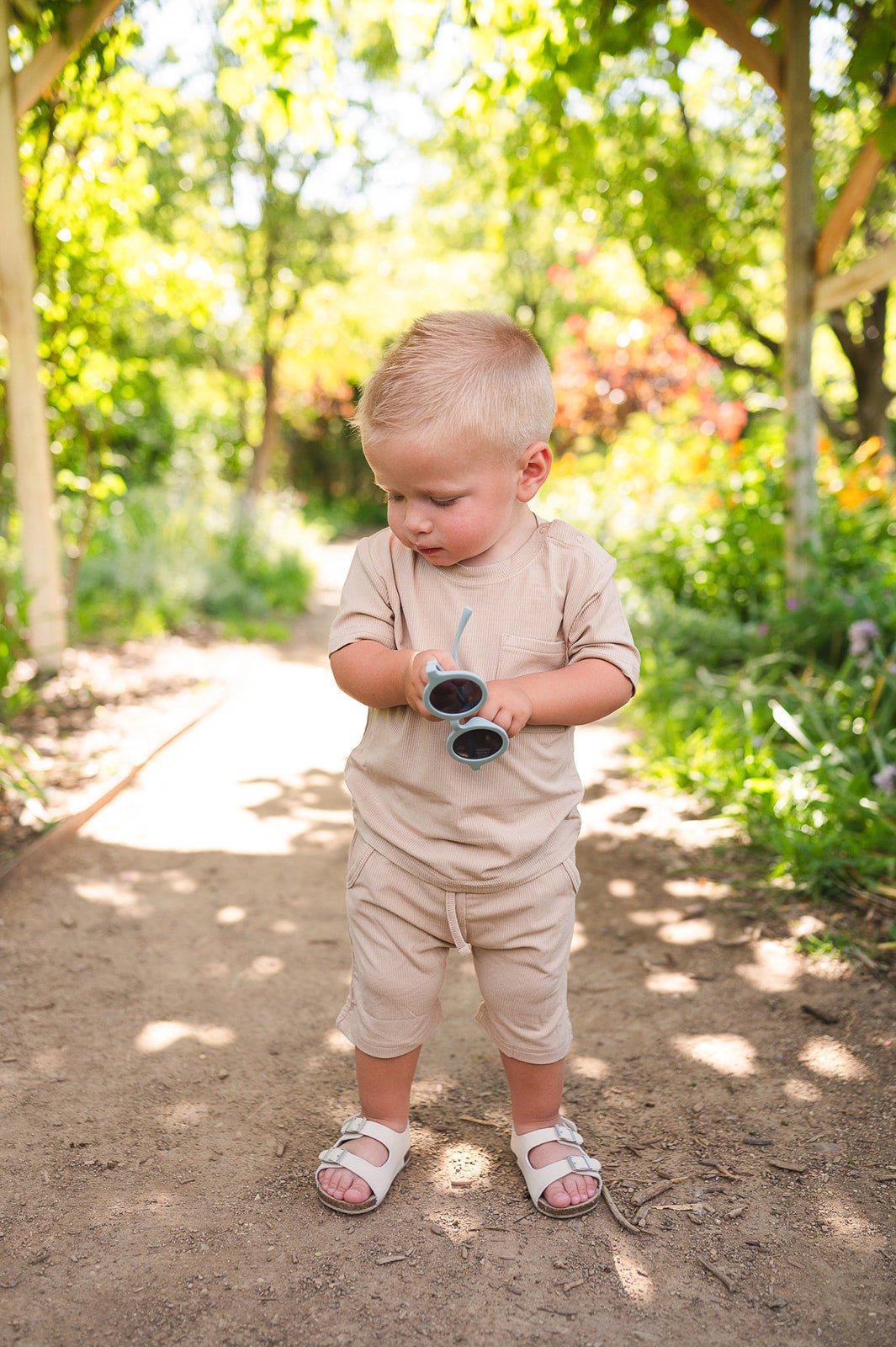 Two-piece Ribbed Short Set - Tan