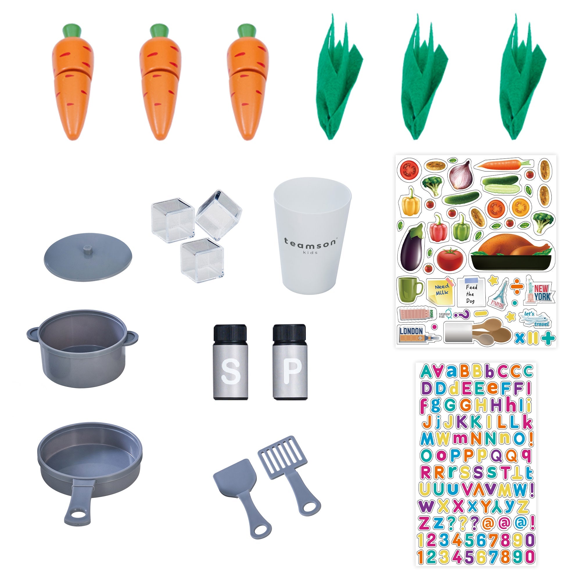 Little Chef Lyon Complete Wooden Kitchen Set With Hydroponic Garden, Refrigerator And Accessories, Gray