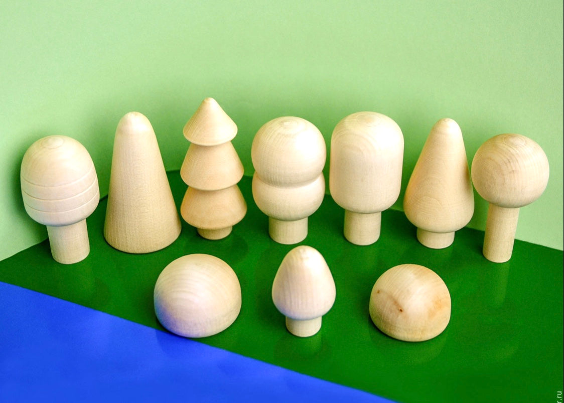 Unfinished Wooden Trees And Bushes Play Set