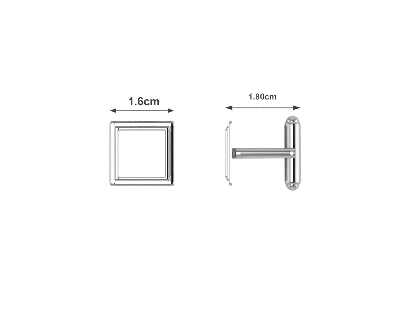 Krysaliis Sterling Engravable Stepped Edge Square Cufflink