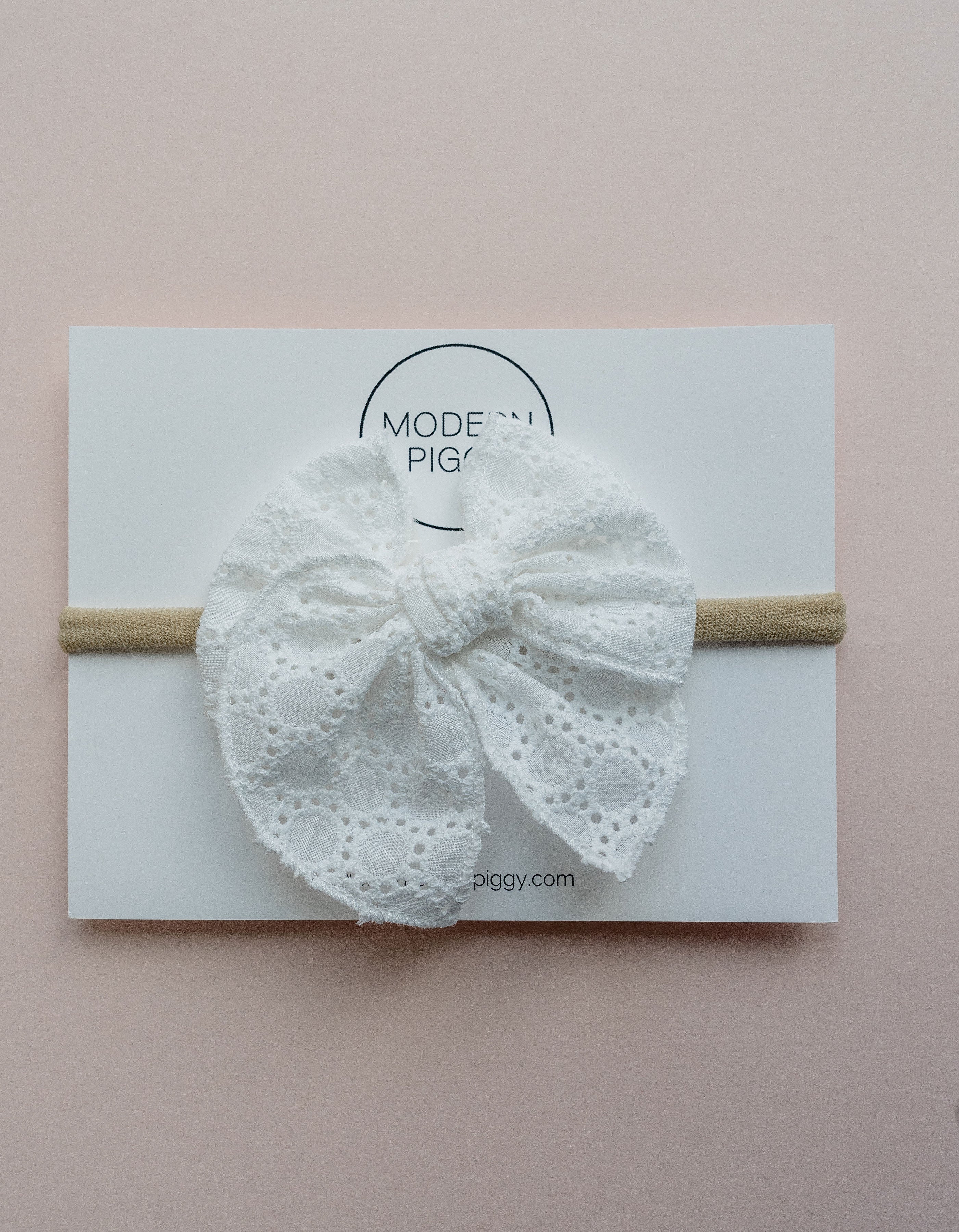 White Eyelet | Petite Party Bow