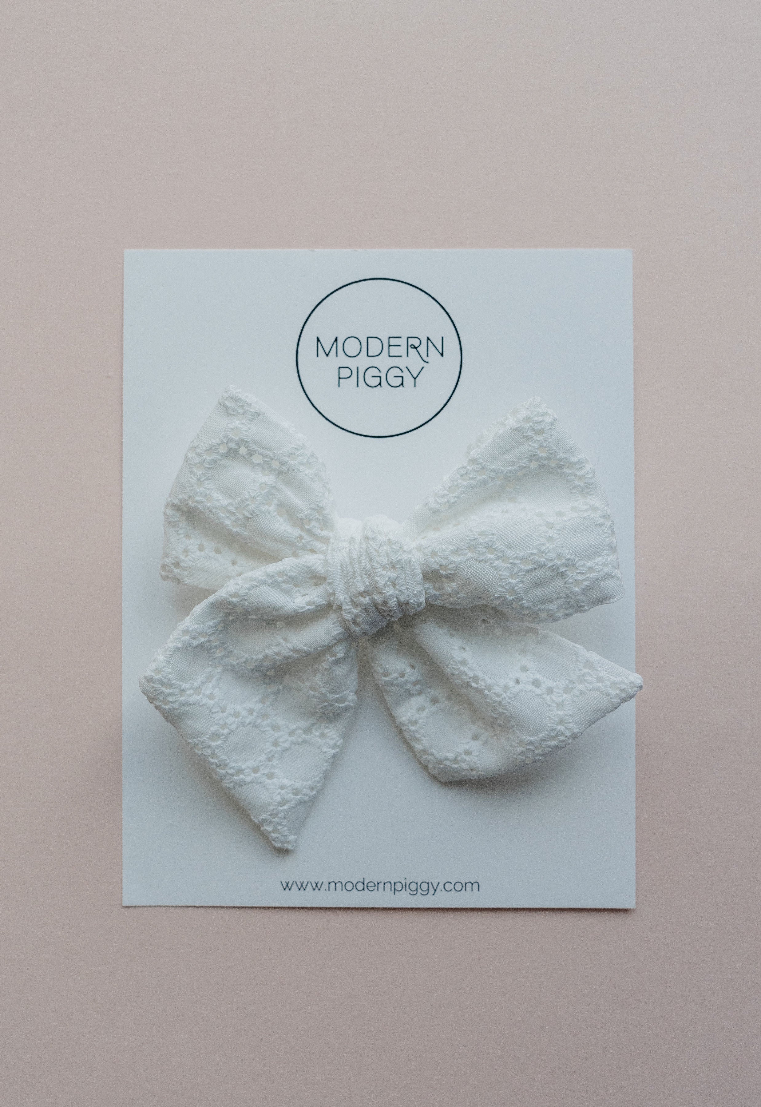 White Eyelet| Oversized Hand-tied Bow