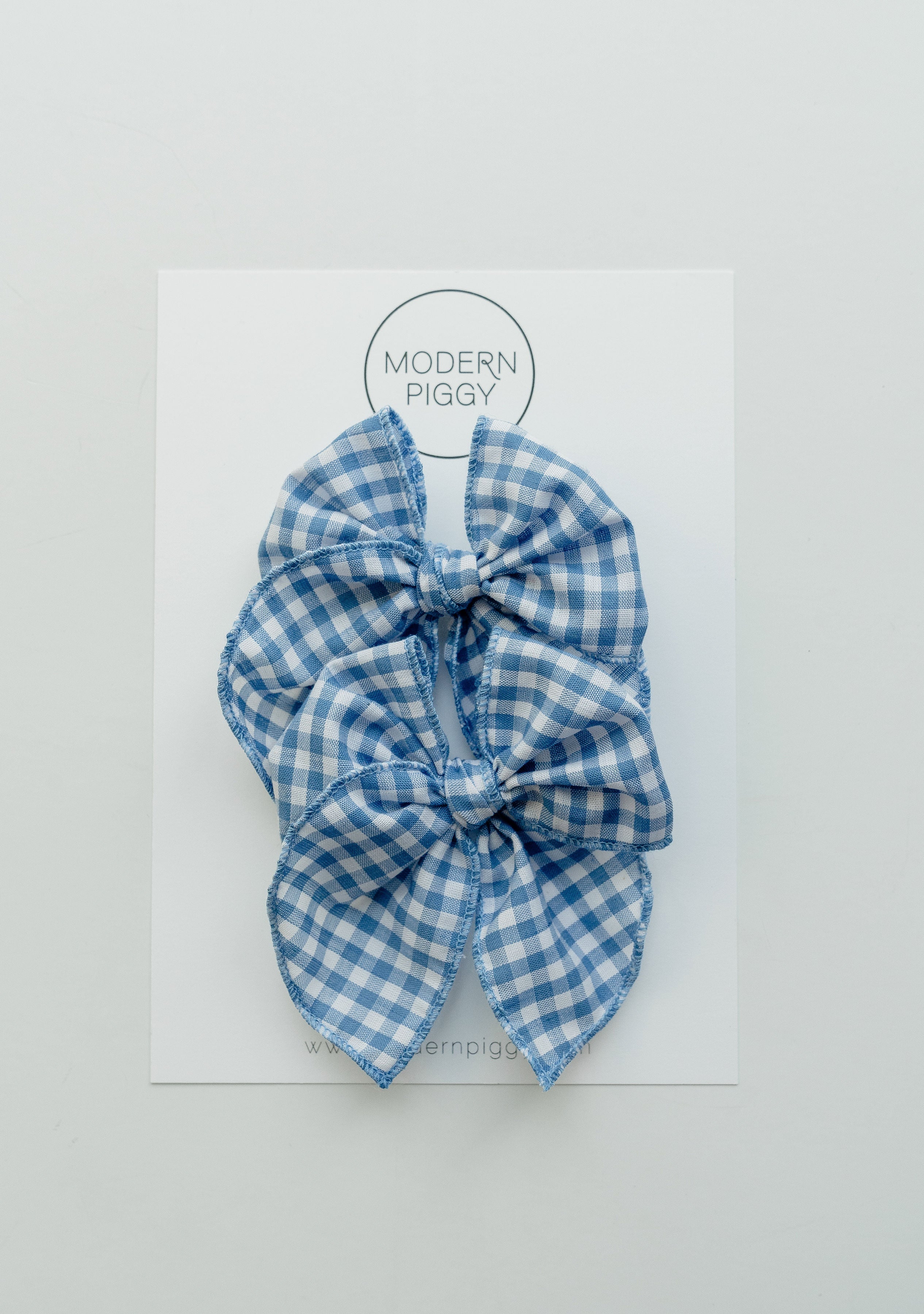 Gingham Glory- Blue | Pigtail Set - Petite Party Bow