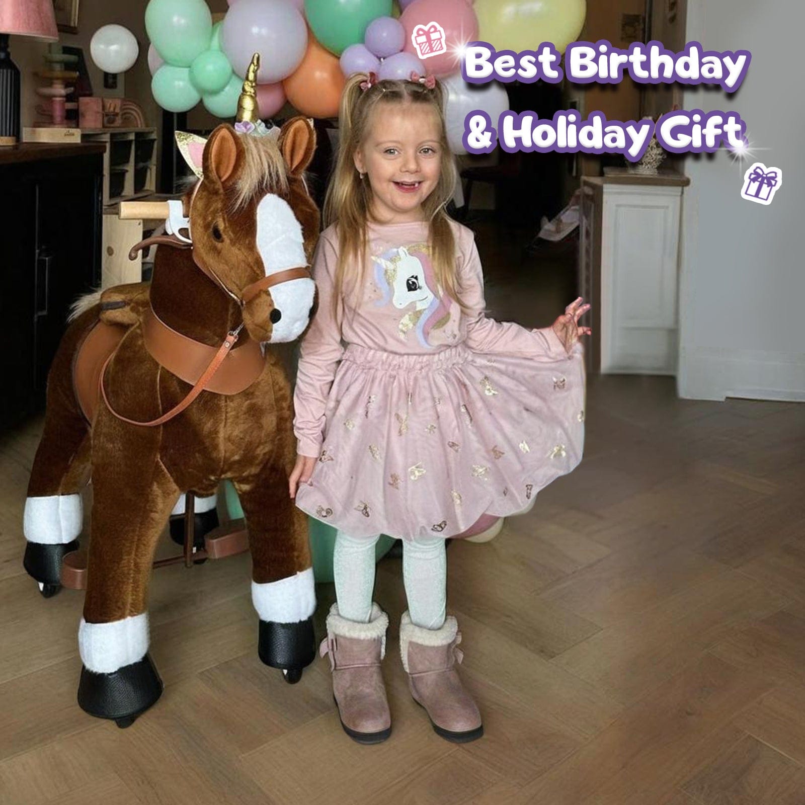 Model U Ride-on Pony Toy Age 4-8 Brown