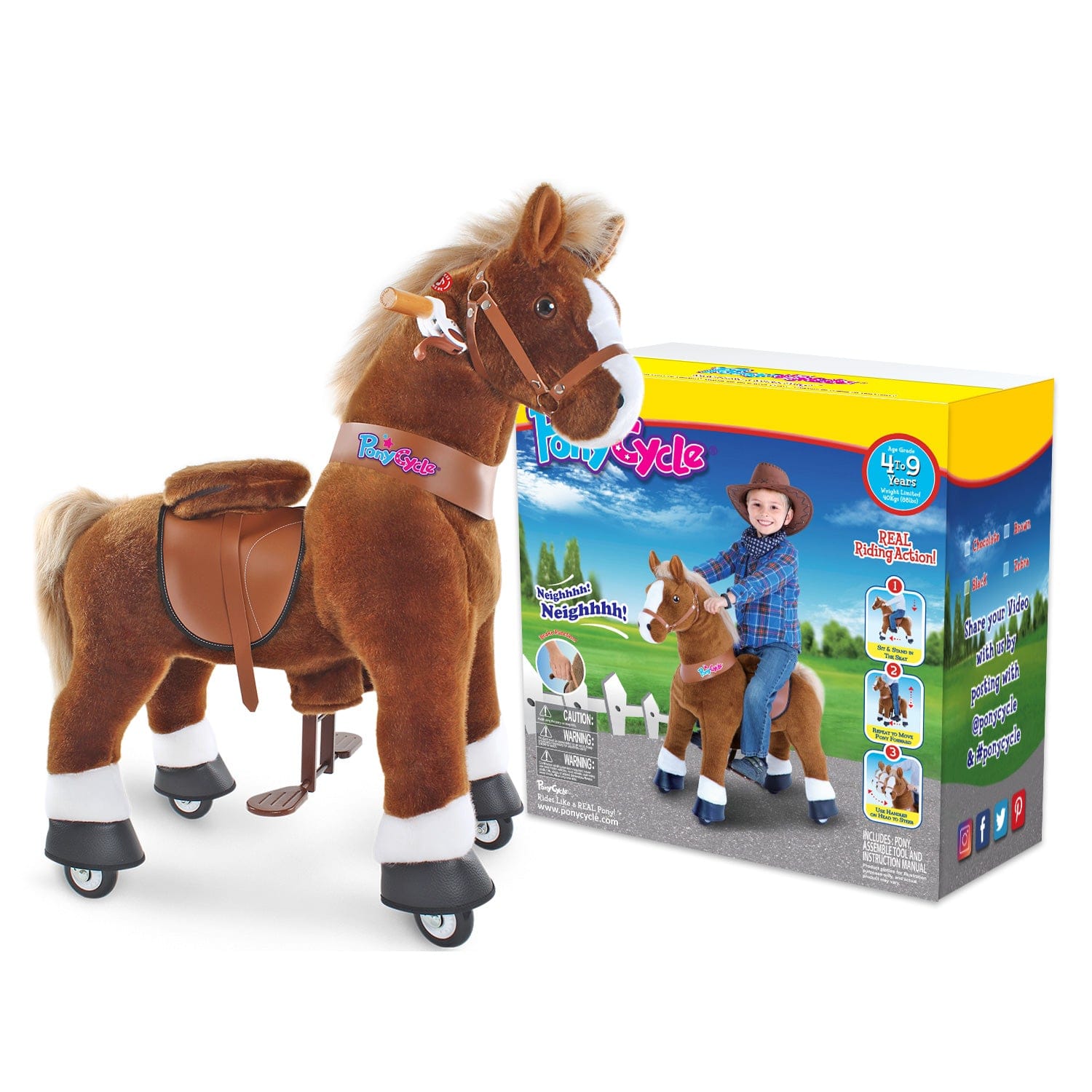 Model U Ride-on Pony Toy Age 4-8 Brown
