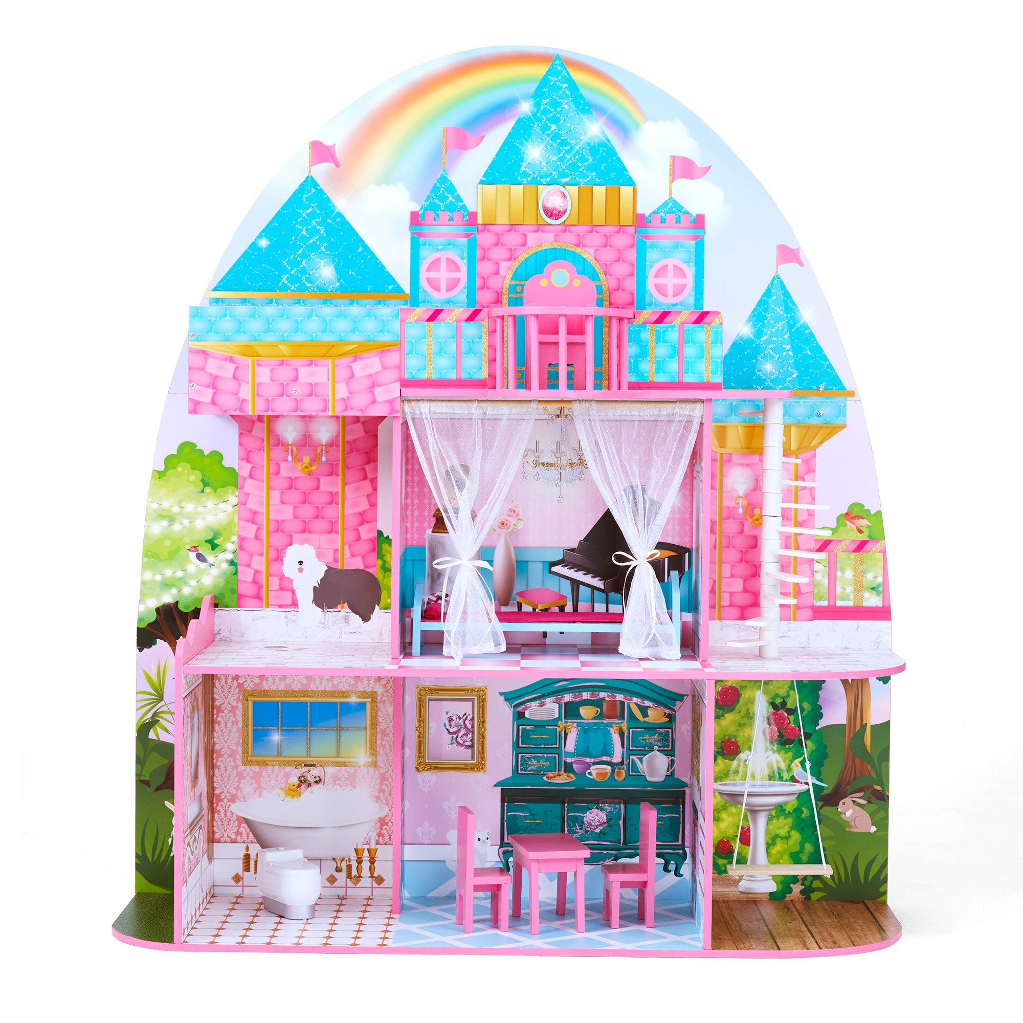 Olivia's Little World Furnished Castle Dollhouse For 12" Dolls, Multicolor