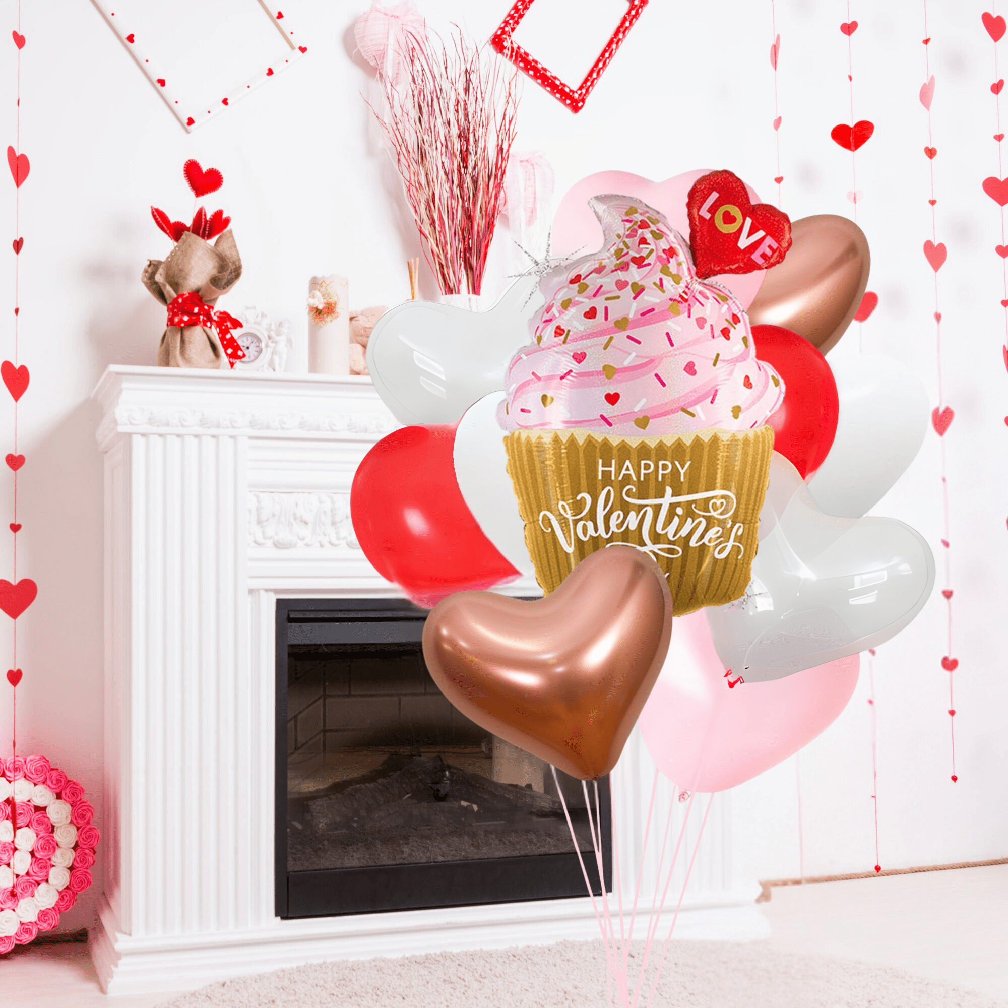 Valentine's Cupcake Balloon Bouquet