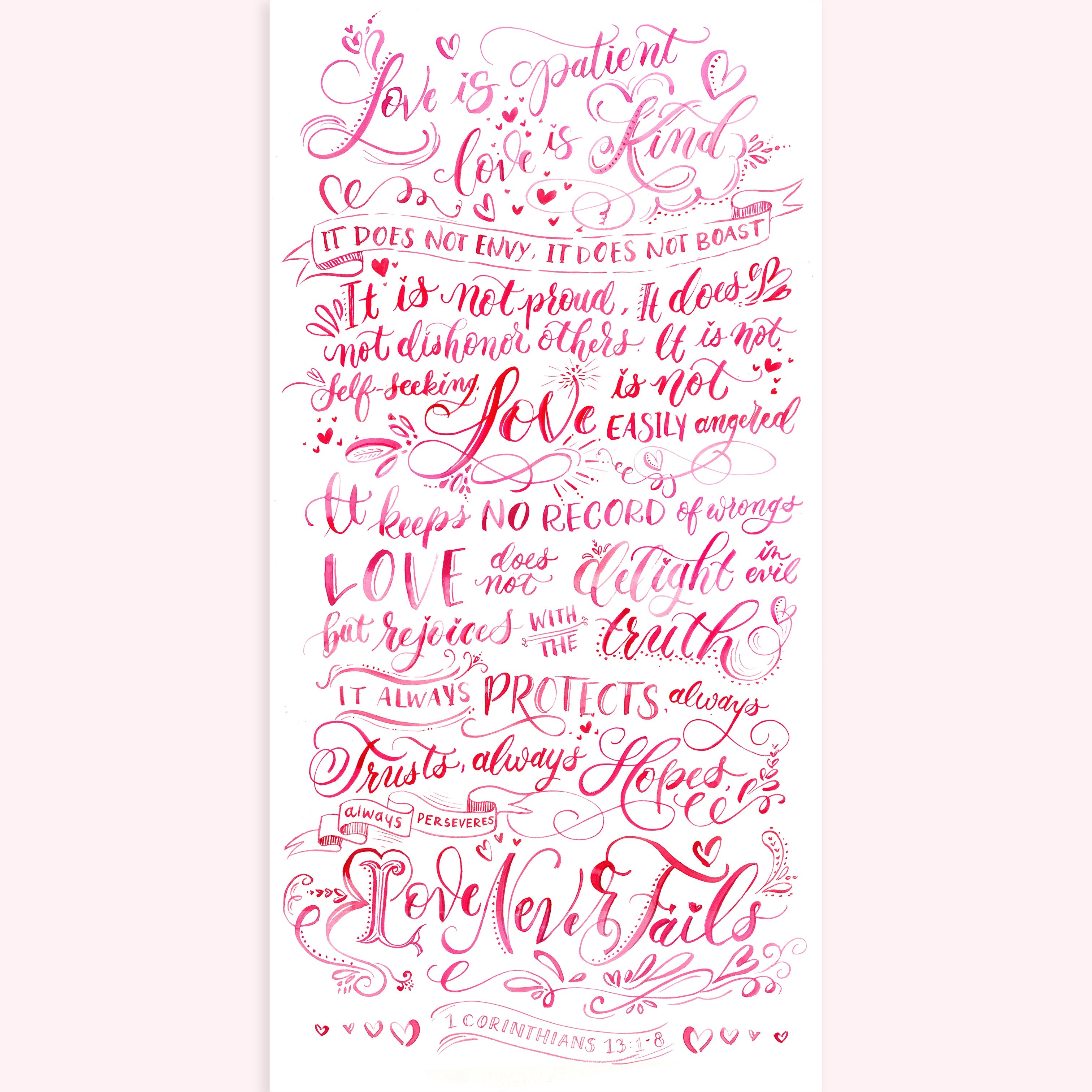 Love Never Fails Valentine's Day Table Runner