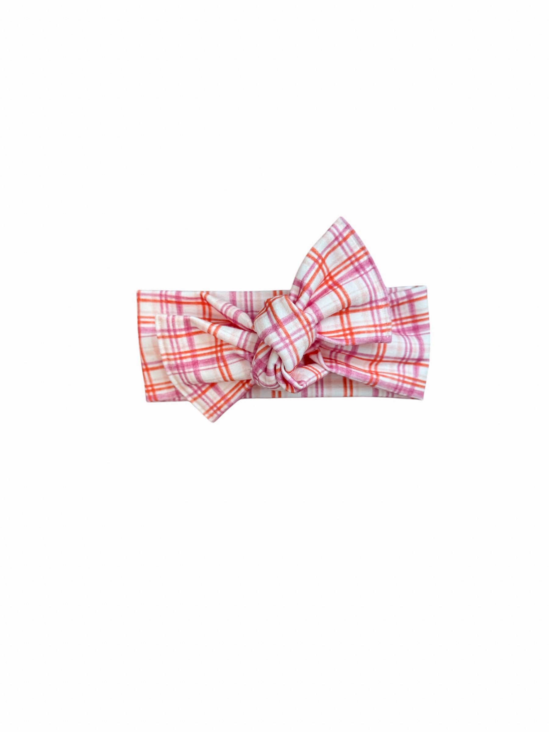Valentine's Plaid Tie On Headwrap