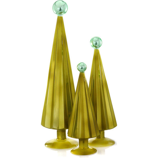 Pleated Tree, Moss Aqua Set Of 3