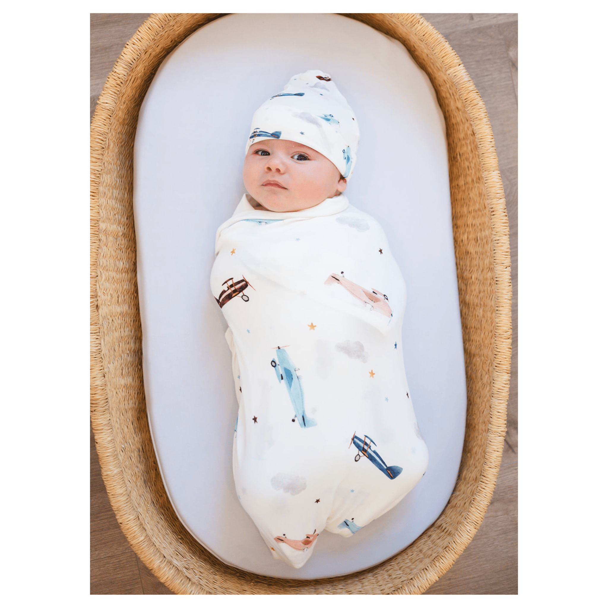 Bamboo Stretch Swaddle - Vintage Airplane