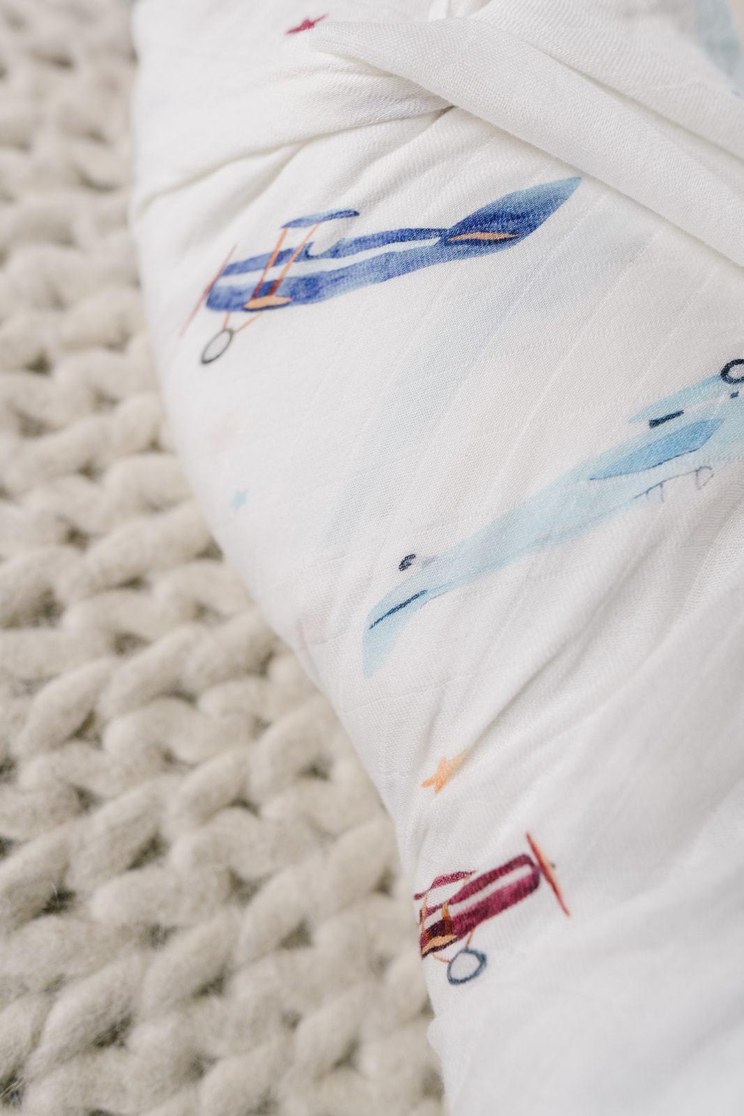 Muslin Swaddle Blanket - Vintage Airplane