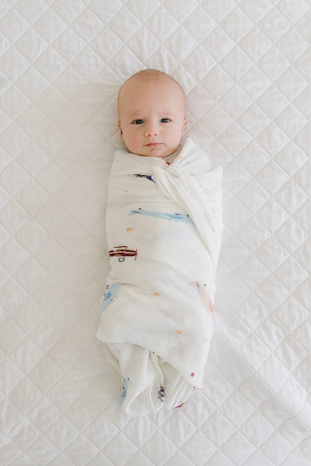 Muslin Swaddle Blanket - Vintage Airplane
