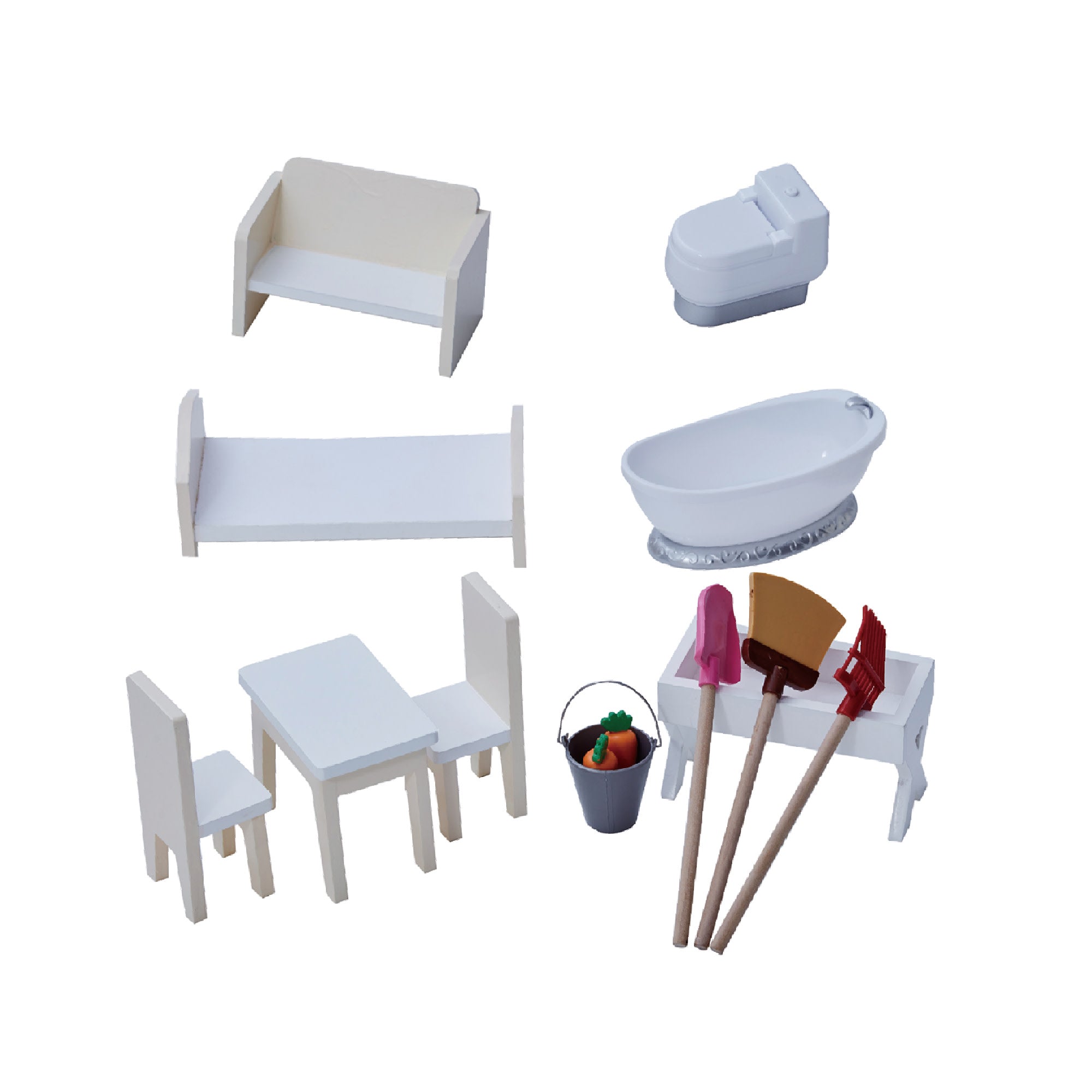 Dreamland Farm Dollhouse With 14 Accessories, White/gray