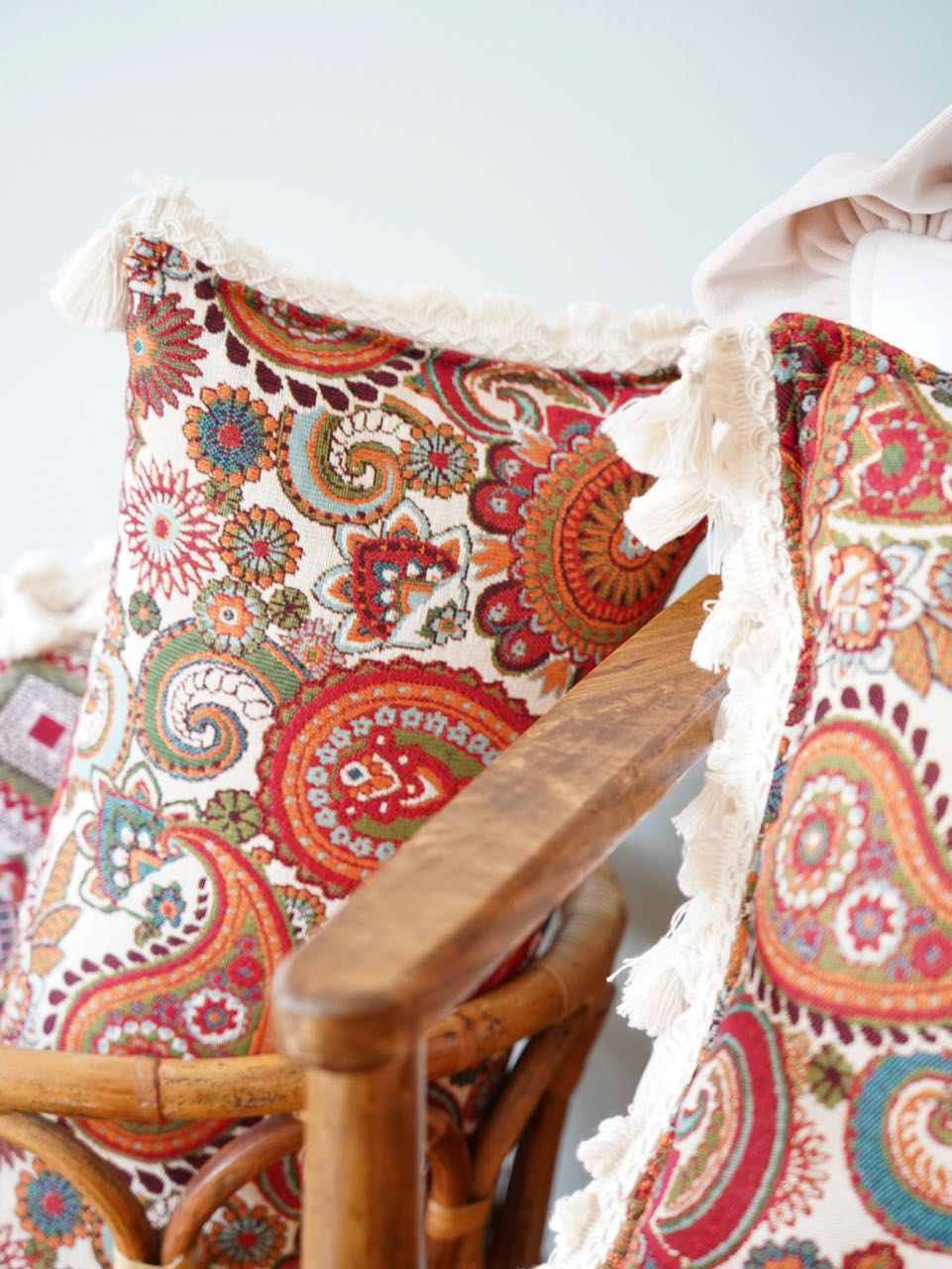 Vintage Paisley - Bolster Pillow With Fringe