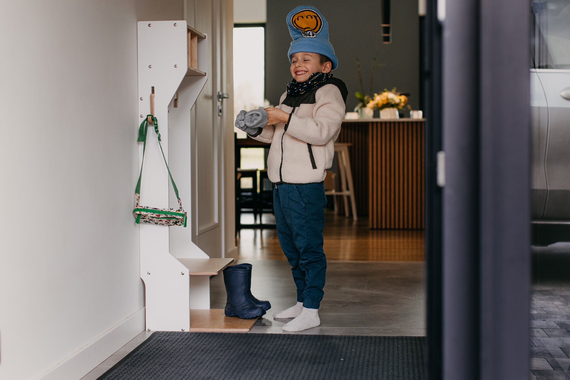 Children's Outwear Organizer – Sturdy Wood Frame Wardrobe