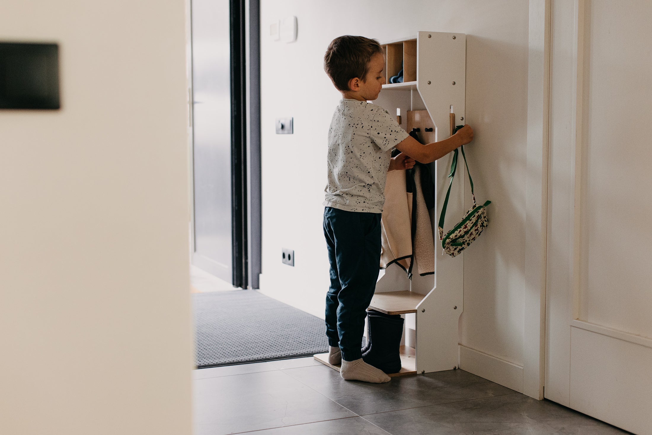 Children's Outwear Organizer – Sturdy Wood Frame Wardrobe