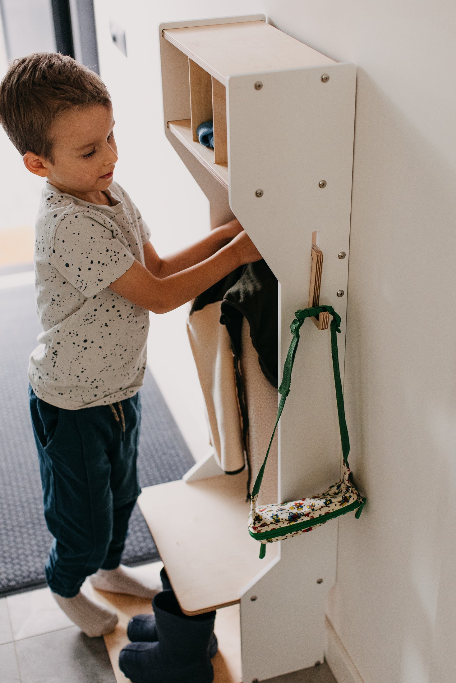 Children's Outwear Organizer – Sturdy Wood Frame Wardrobe