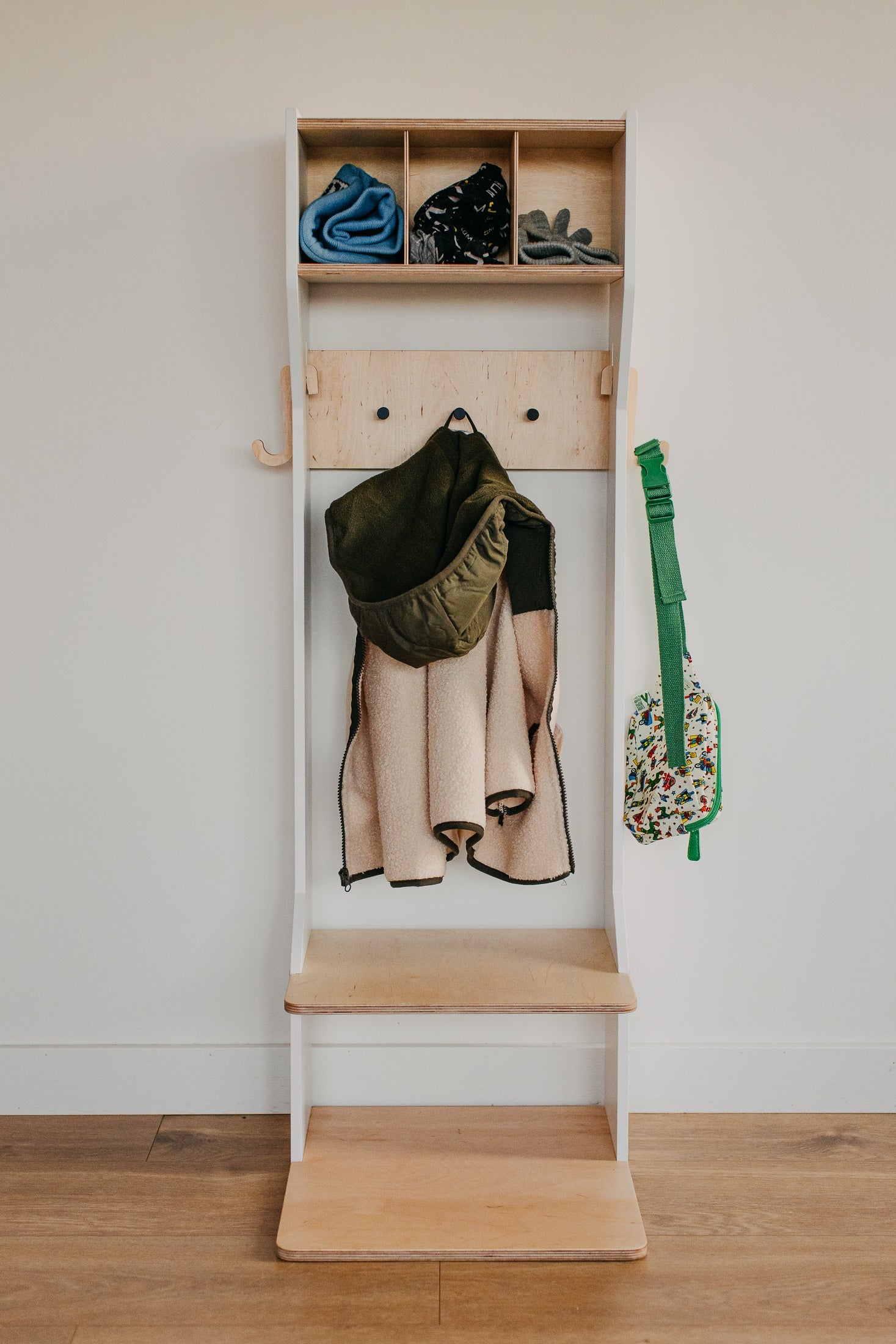 Children's Outwear Organizer – Sturdy Wood Frame Wardrobe