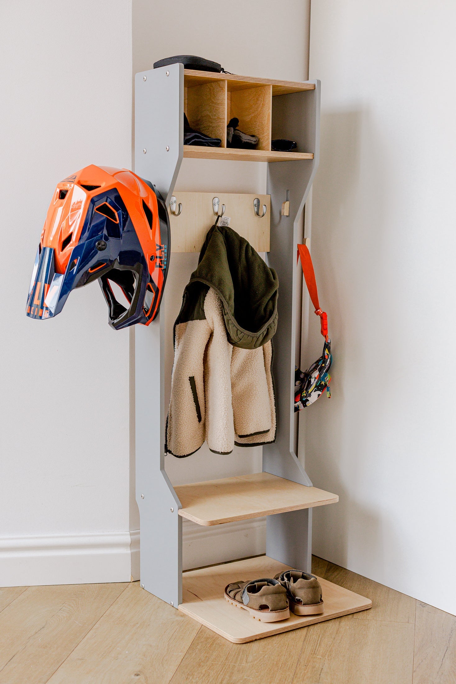 Children's Outwear Organizer – Sturdy Wood Frame Wardrobe