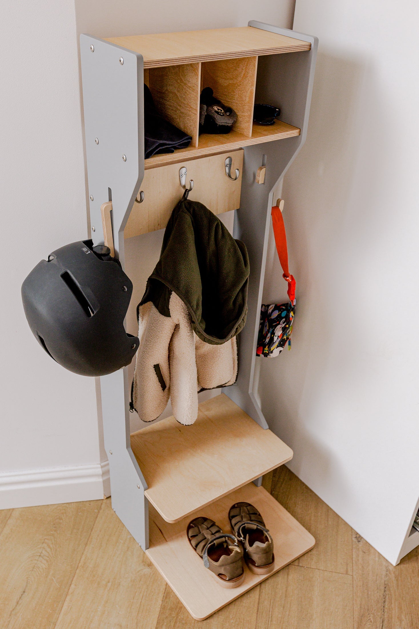 Children's Outwear Organizer – Sturdy Wood Frame Wardrobe